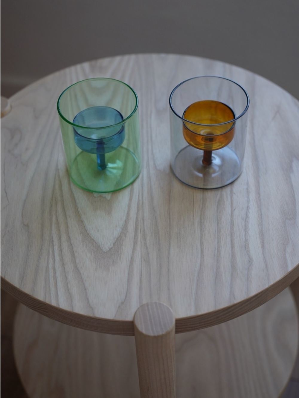 Block Design Duo Tone Tea Light Holders - Grey/Orange and Green/Blue